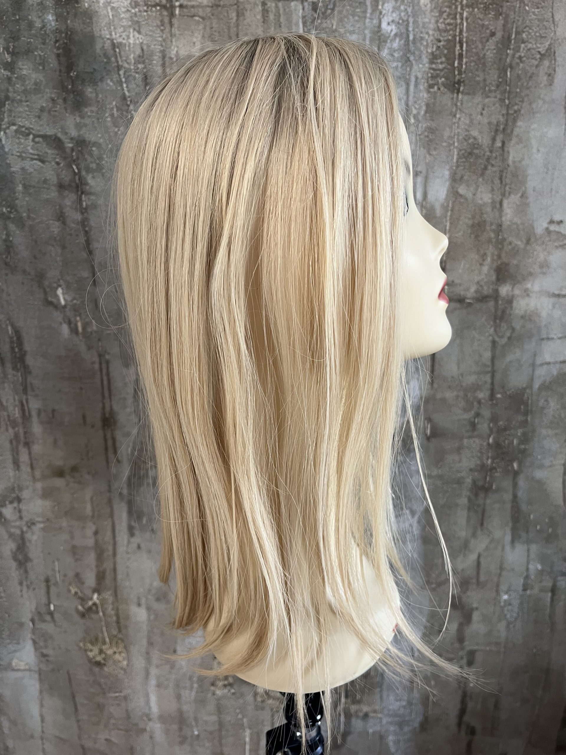 100% EUROPEAN PROCESSED HUMAN HAIR TOPPER 19" BLOND WITH SOFT ROOTS - Image 4