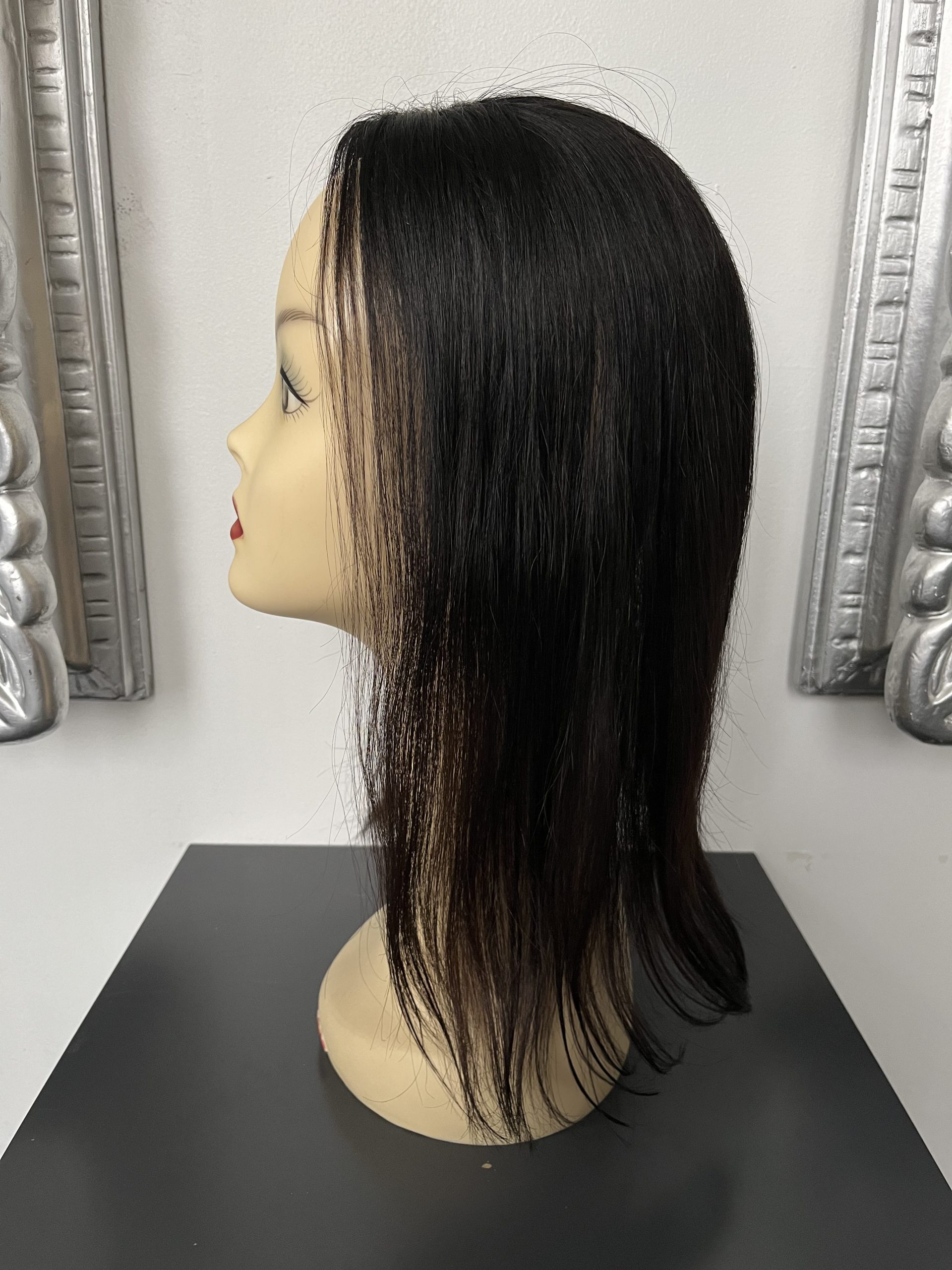 100% NATURAL VIRGIN EUROPEAN HUMAN HAIR MINI TOPPER 17" DARK BROWN - Image 2