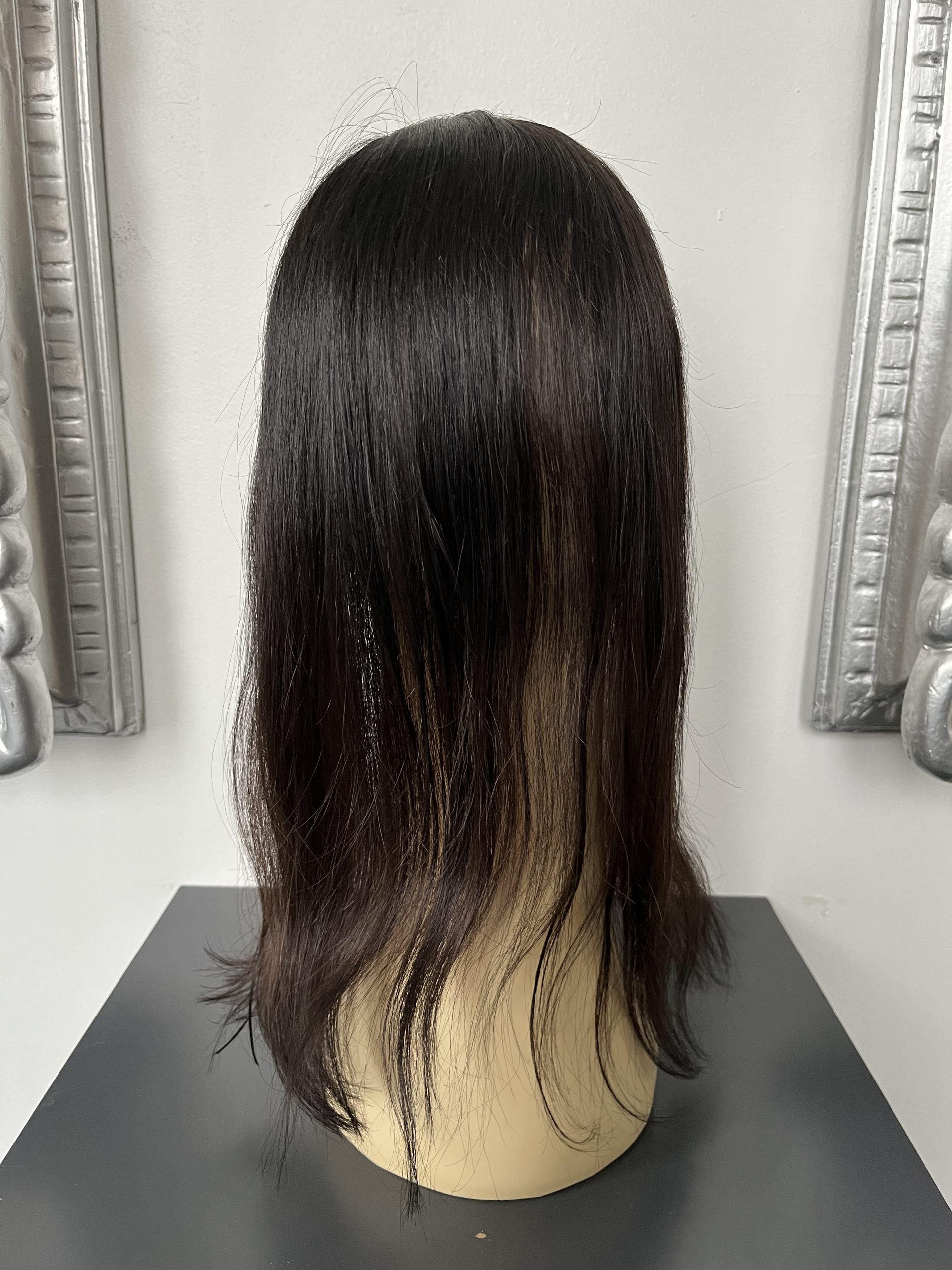 100% NATURAL VIRGIN EUROPEAN HUMAN HAIR MINI TOPPER 17" DARK BROWN - Image 3